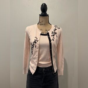 Vintage y2k lace and beaded cardigan set